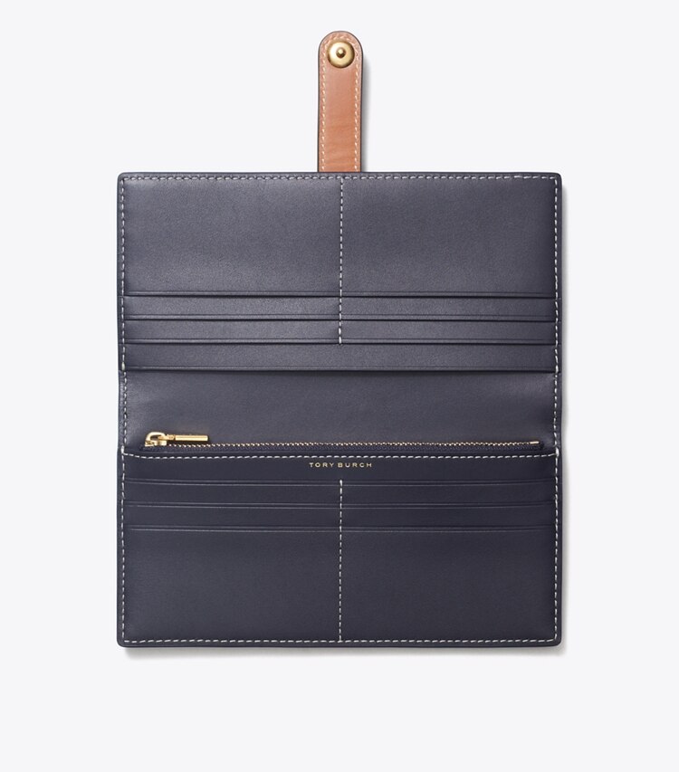 Tory Burch designer portefeuilles Portefeuille fin zippé T Monogram in Tory Navy dessus