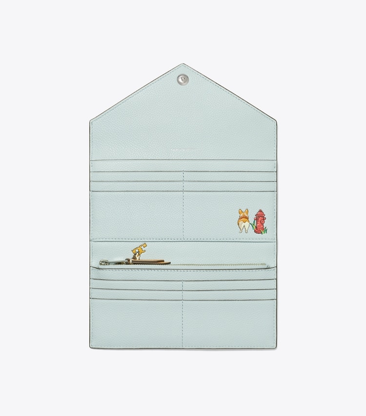 Tory Burch designer portefeuilles Portefeuille grainé dans Sea vue du dessus