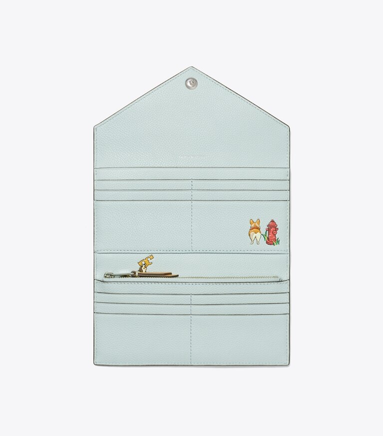 Tory Burch designer portefeuilles Portefeuille grainé dans Sea vue du dessus
