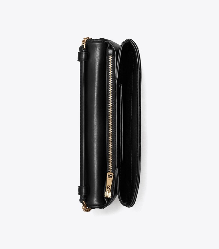 Tory Burch designer mini sacs Portefeuille Kira à chaîne et chevrons in Black angle