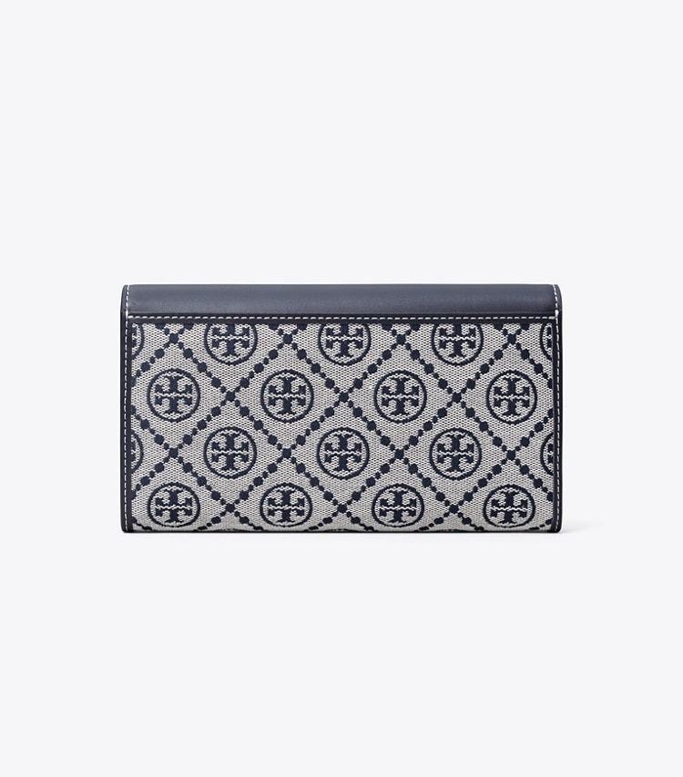 Tory Burch designer portefeuilles Portefeuille large T Monogram dans Tory Navy retour