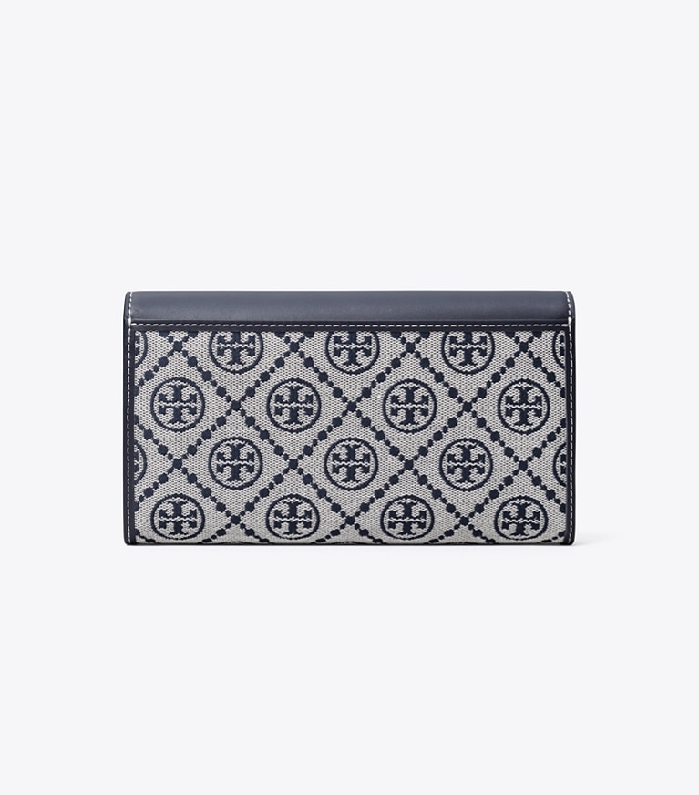 Tory Burch designer portefeuilles Portefeuille large T Monogram dans Tory Navy retour