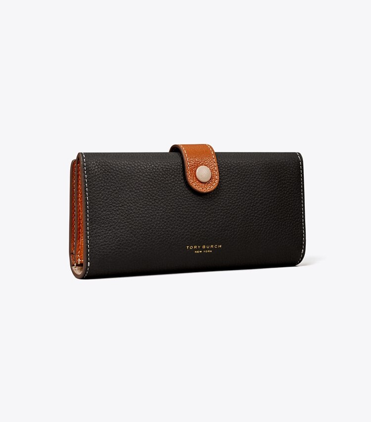 Tory Burch designer portefeuilles Portefeuille long colorblock dans Black Multi angle