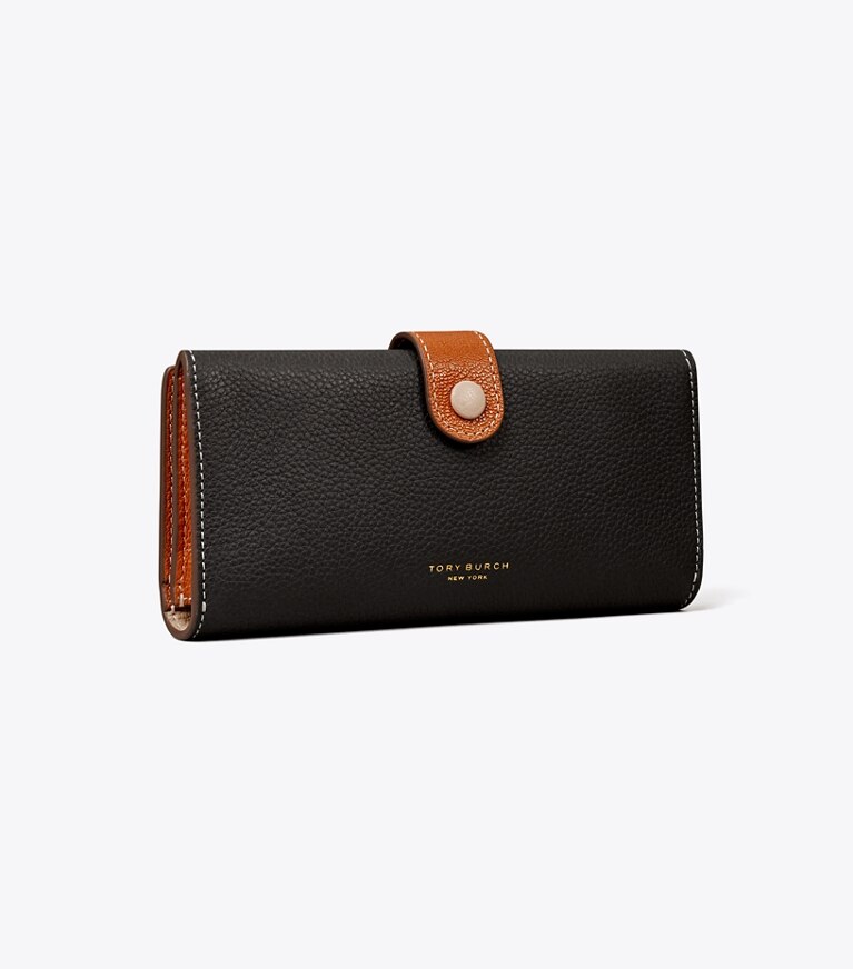 Tory Burch designer portefeuilles Portefeuille long colorblock dans Black Multi angle