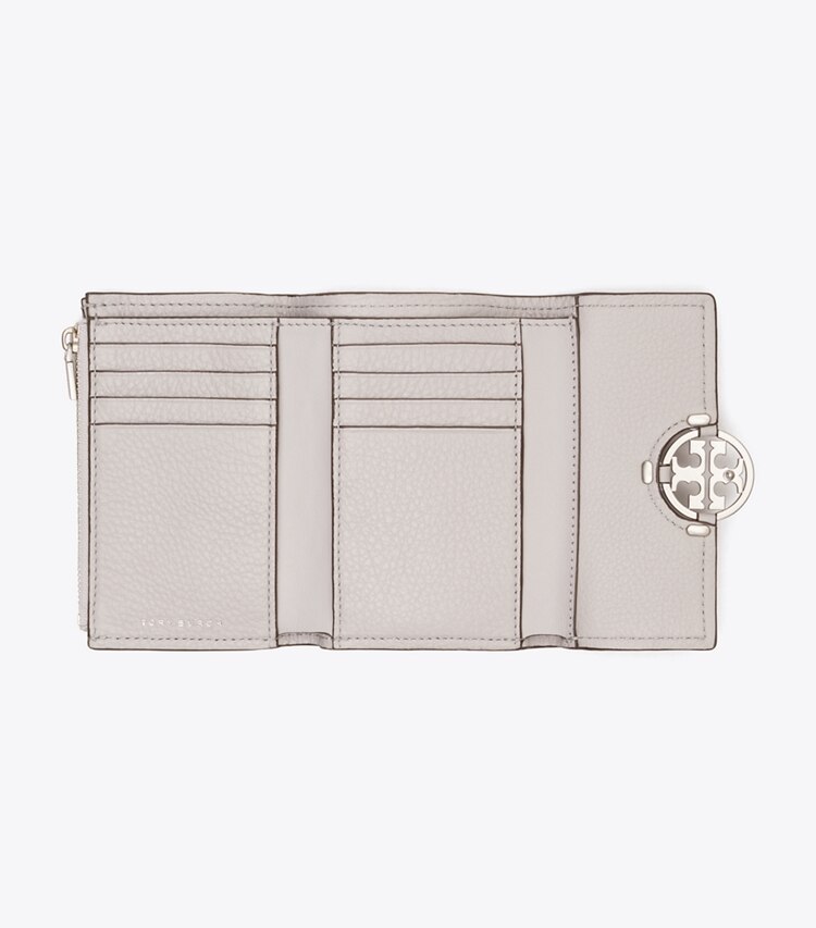 Tory Burch designer portefeuilles Portefeuille Miller à rabat moyen dans Bay Gray vue du dessus