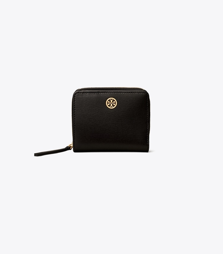 Tory Burch designer portefeuilles Portefeuille pliant Robinson dans Black de face
