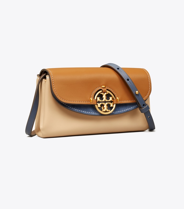 Tory Burch designer mini sacs Portefeuille-pochette Miller uni dans CARAMEL CORN / Dromedary angle