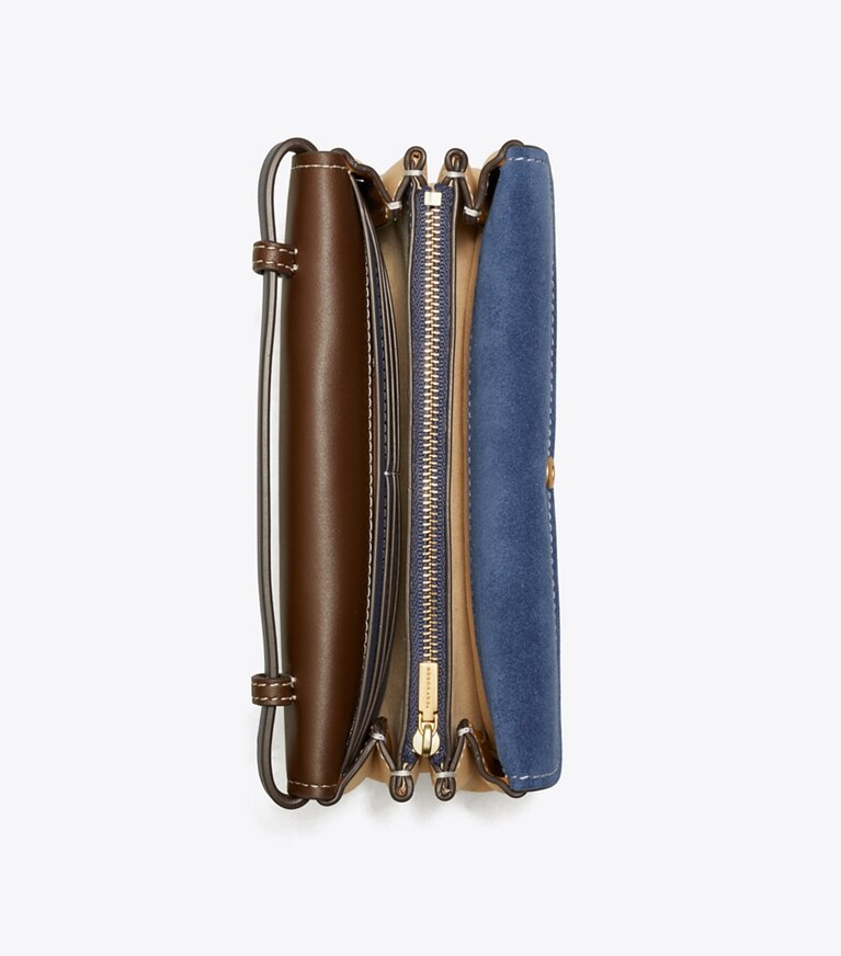 Tory Burch designer mini sacs Portefeuille-pochette Miller uni dans CARAMEL CORN / Dromedary vue du dessus