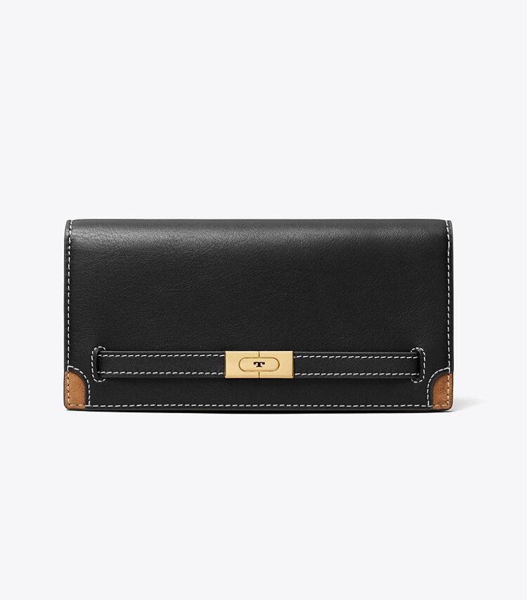 Tory Burch designer portefeuilles Portefeuille T Slim dans Black de face