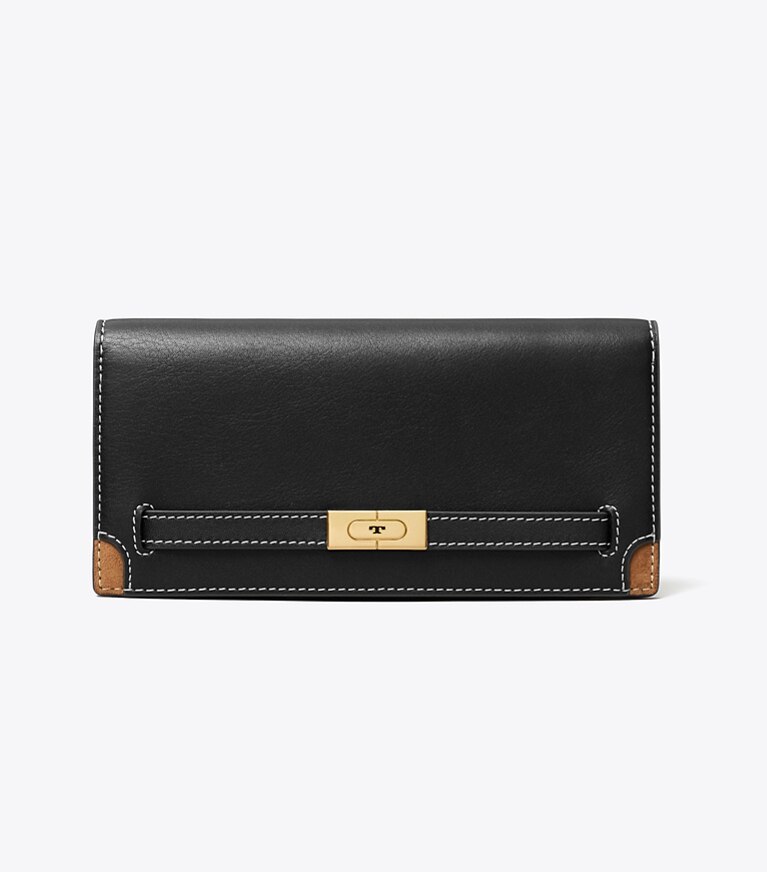 Tory Burch designer portefeuilles Portefeuille T Slim dans Black de face