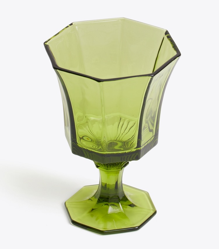 Tory Burch designer tabletop & drinkware Pressed-Glass Water Glass, Set of 4 in Green detail