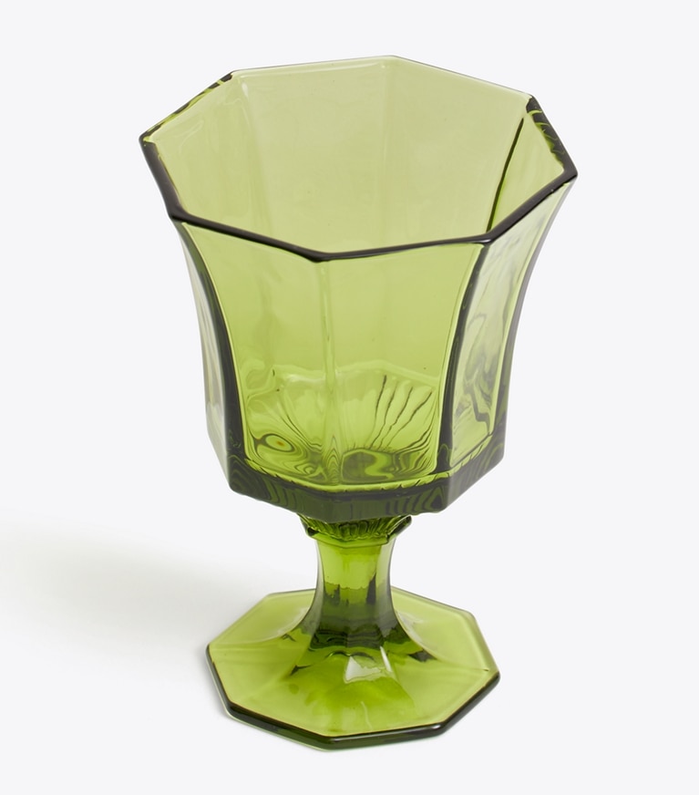 Tory Burch designer tabletop & drinkware Pressed-Glass Water Glass, Set of 4 in Green front