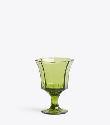 Tory Burch designer tabletop & drinkware Pressed-Glass Water Glass, Set of 4 in Green front