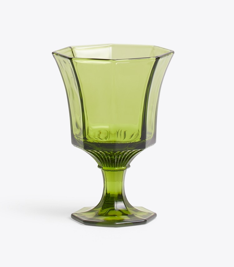 Tory Burch designer tabletop & drinkware Pressed-Glass Water Glass, Set of 4 in Green front