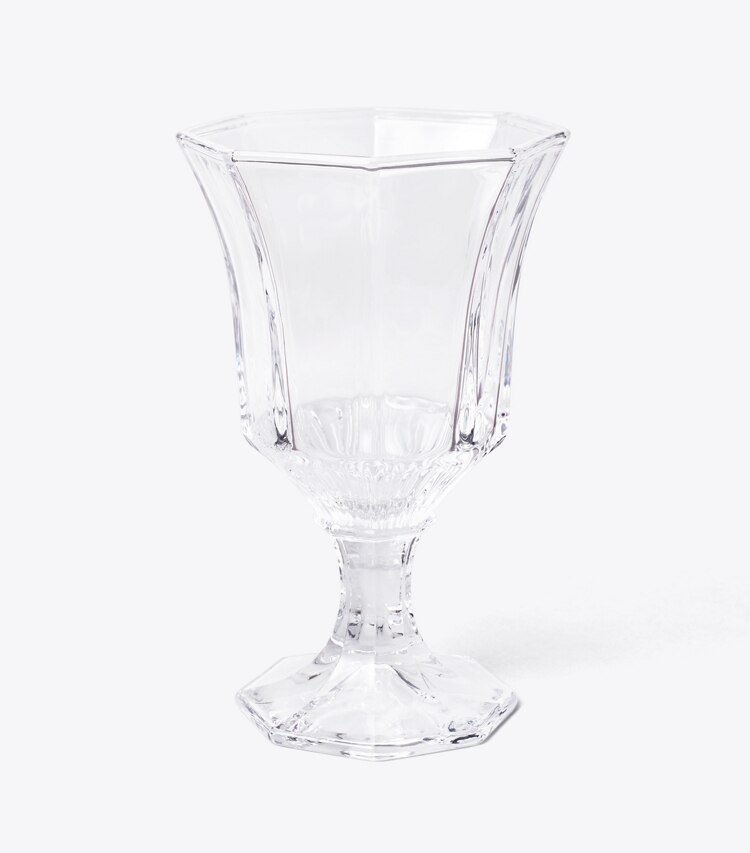 Tory Burch designer tabletop & drinkware Pressed-Glass Wine Glass, Set of 4 in Clear front
