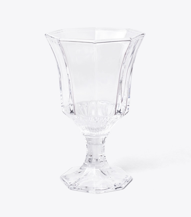 Tory Burch designer tabletop & drinkware Pressed-Glass Wine Glass, Set of 4 in Clear front