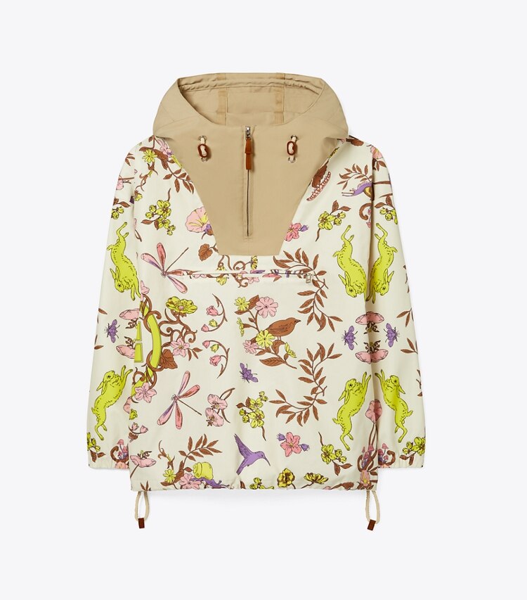 Tory Sport designer ジャケット プリント ハーフジップ アノラック in New Ivory Meadow front