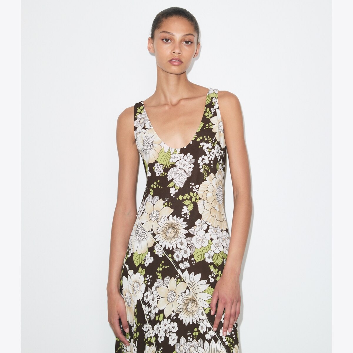 PRINTED ASYMMETRIC VISCOSE DRESS - thumbnail 5