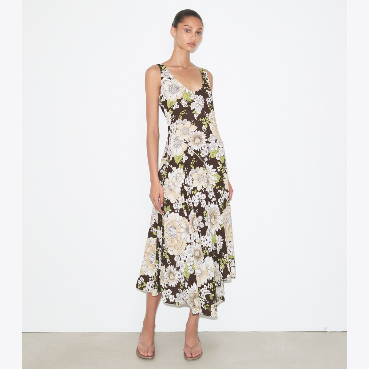 PRINTED ASYMMETRIC VISCOSE DRESS - thumbnail 2