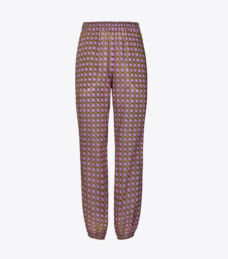 Tory Burch designer coverups Printed Beach Pant in 3D Checkered Logo Lilac front