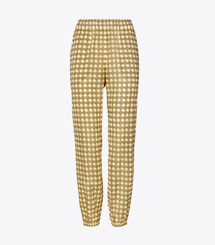 Tory Burch designer coverups Printed Beach Pant in 3D Checkered Logo Lime front