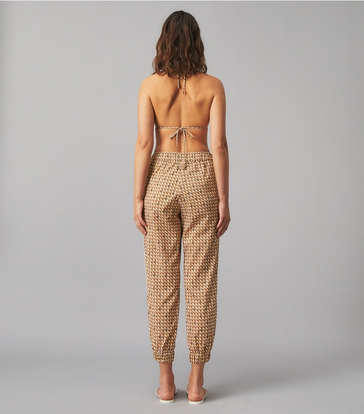 Tory Burch designer coverups Printed Beach Pant in BUTTERMILK BASKETWEAVE on model back