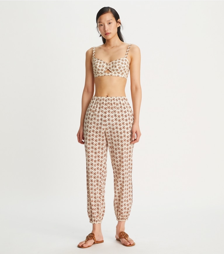 Tory Burch designer coverups Printed Beach Pant in Curly Ditsy Logo front