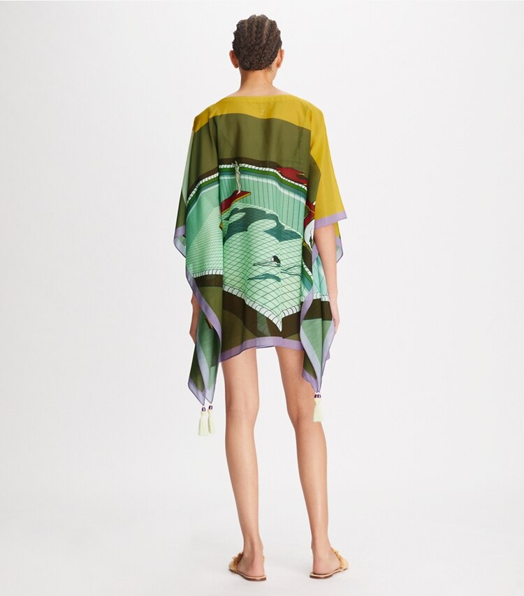 Tory Burch designer coverups Printed Beach Tunic in La Piscine Mint on model back