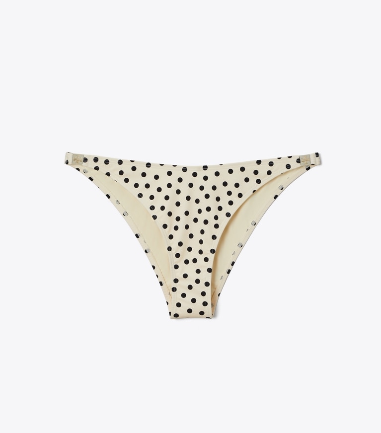 Tory Burch designer two pieces Printed Bikini Bottom in Cream Dot front