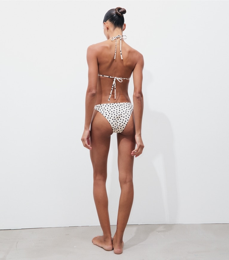Tory Burch designer two pieces Printed Bikini Bottom in Cream Dot on model back