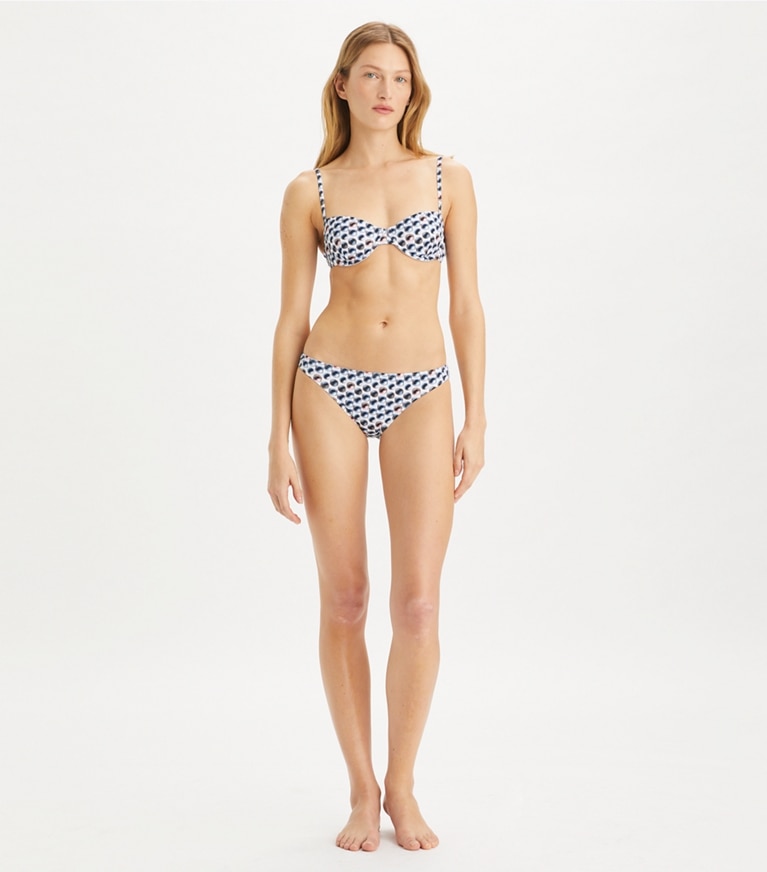 Tory Burch designer two pieces Printed Bikini Bottom in Blue Candy Dots front