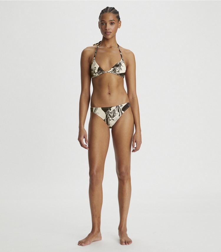 Tory Burch designer two pieces Printed Bikini Bottom in FRENCH CREAM MUSE on model front