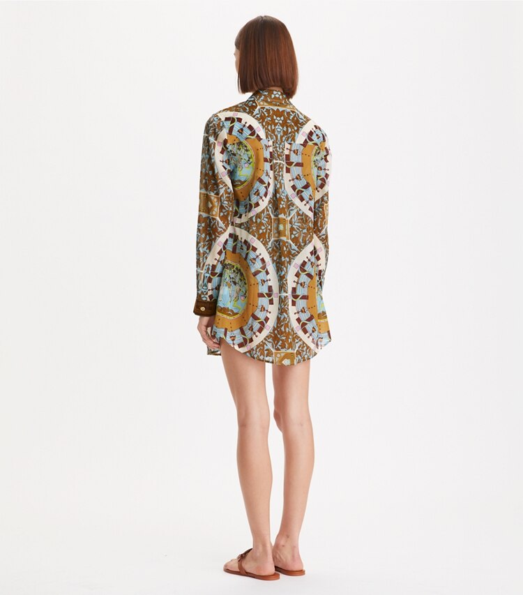 Tory Burch designer coverups Printed Brigitte Beach Shirt in T Garden on model back