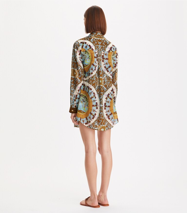 Tory Burch designer coverups Printed Brigitte Beach Shirt in T Garden front