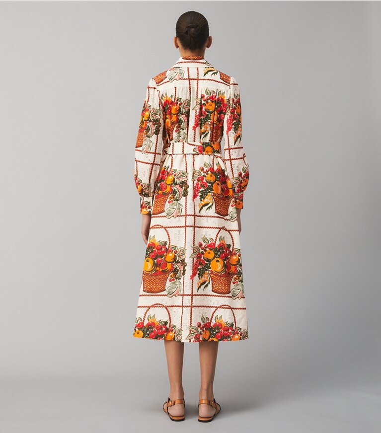 Tory Burch designer dresses Printed Broderie Anglaise Painter's Dress in Fruit Basket front