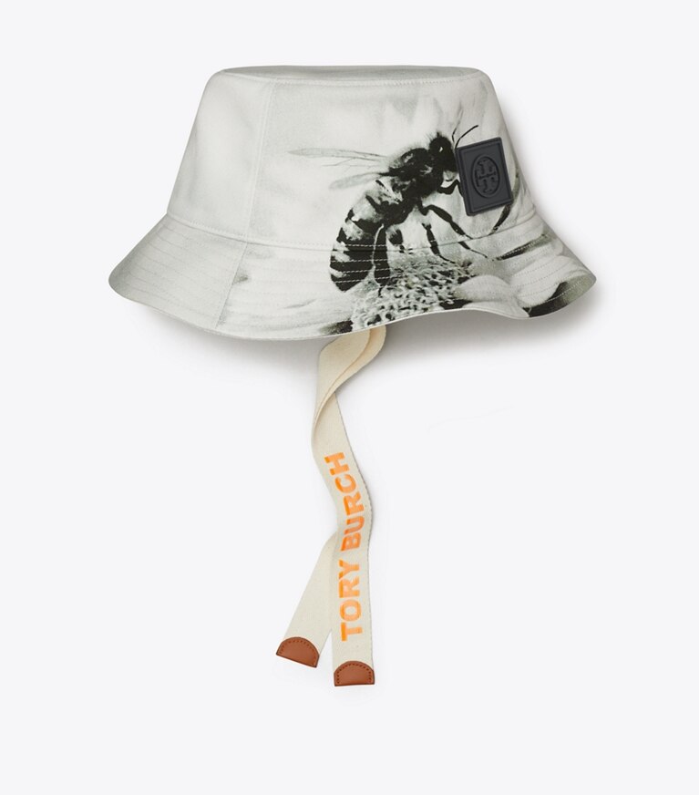 Tory Burch designer hats Printed Bucket Hat in Bee front