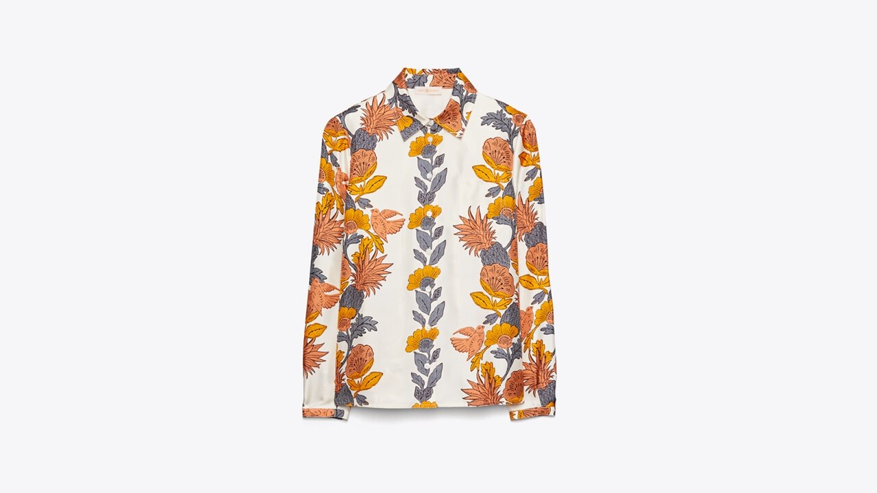Printed ButtonDown Shirt Women's Designer Tops Tory Burch