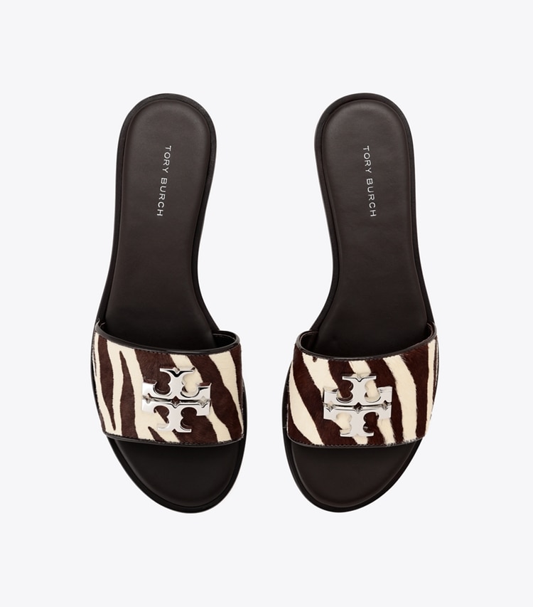 Tory Burch designer サンダル プリント カーフヘア スライド in Zebra オーバーヘッド