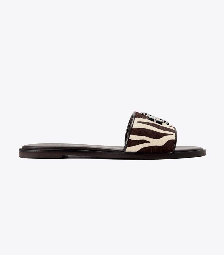 Tory Burch designer サンダル プリント カーフヘア スライド in Zebra side