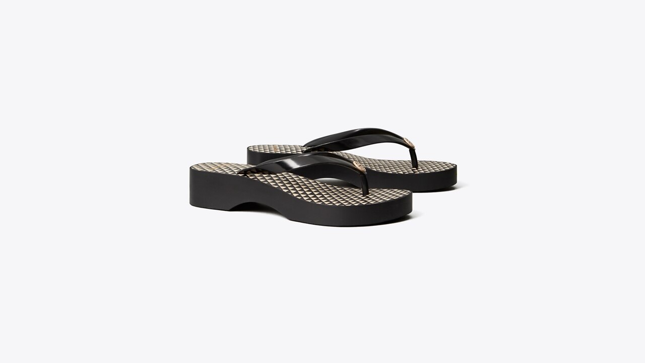 Printed Carved-Wedge Flip-Flop: Women's Designer Sandals | Tory Burch