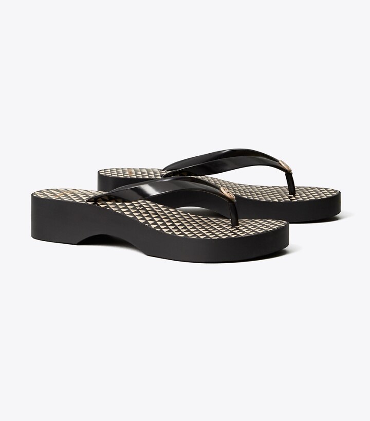 tory burch carved wedge flip flop