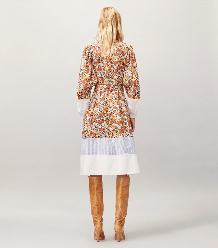 Tory Burch designer dresses Printed Cotton Dress in Ivory Blossom Ditsy front