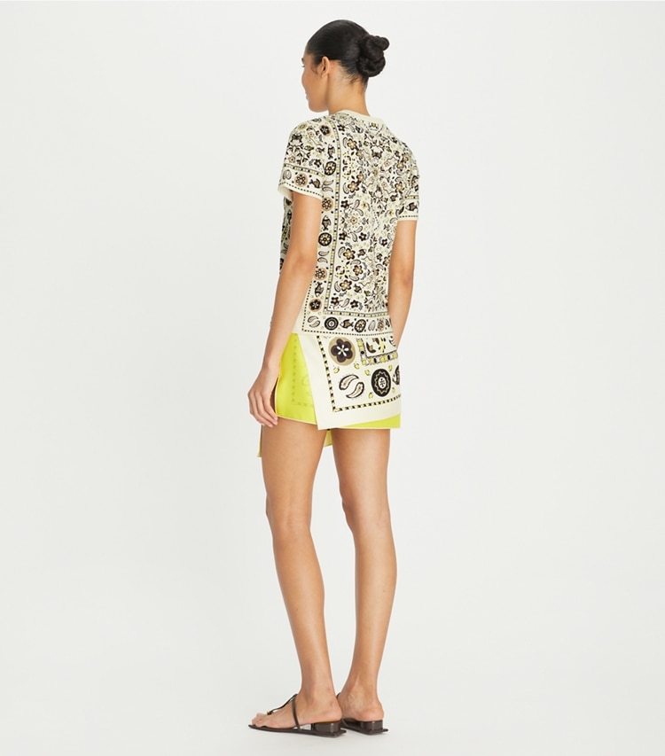 Tory Burch designer tops Printed Cotton Jersey T-Shirt in Ivory Pisces Dream on model back