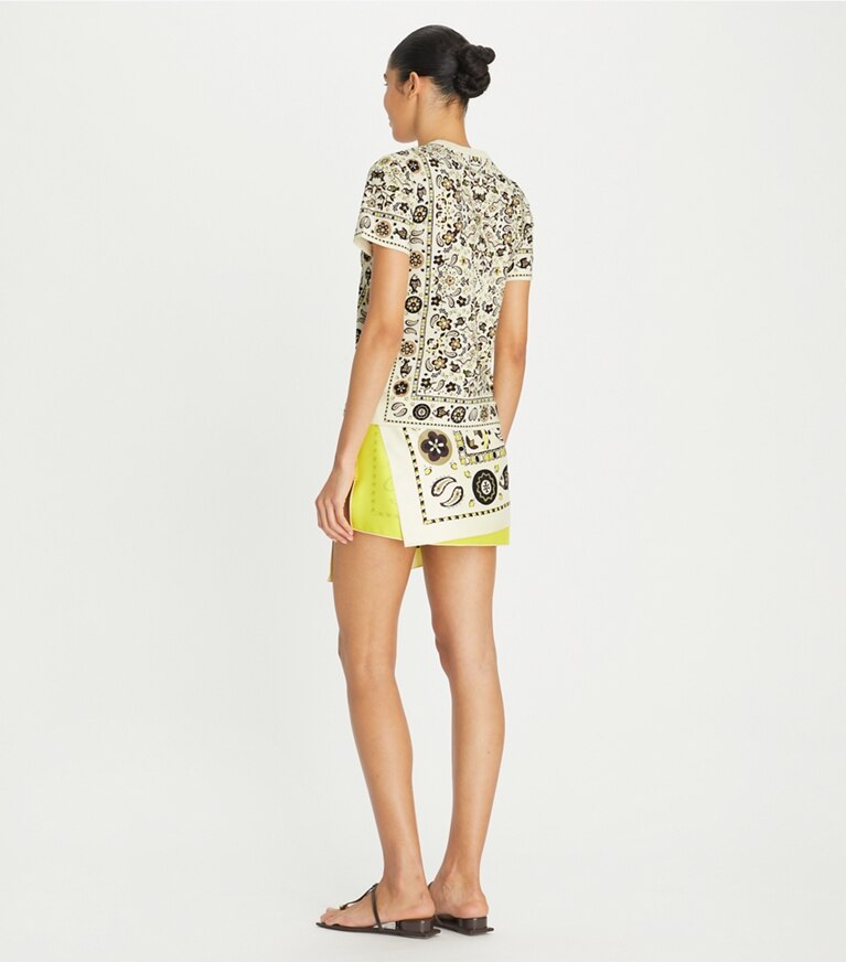 Tory Burch designer tops Printed Cotton Jersey T-Shirt in Ivory Pisces Dream front