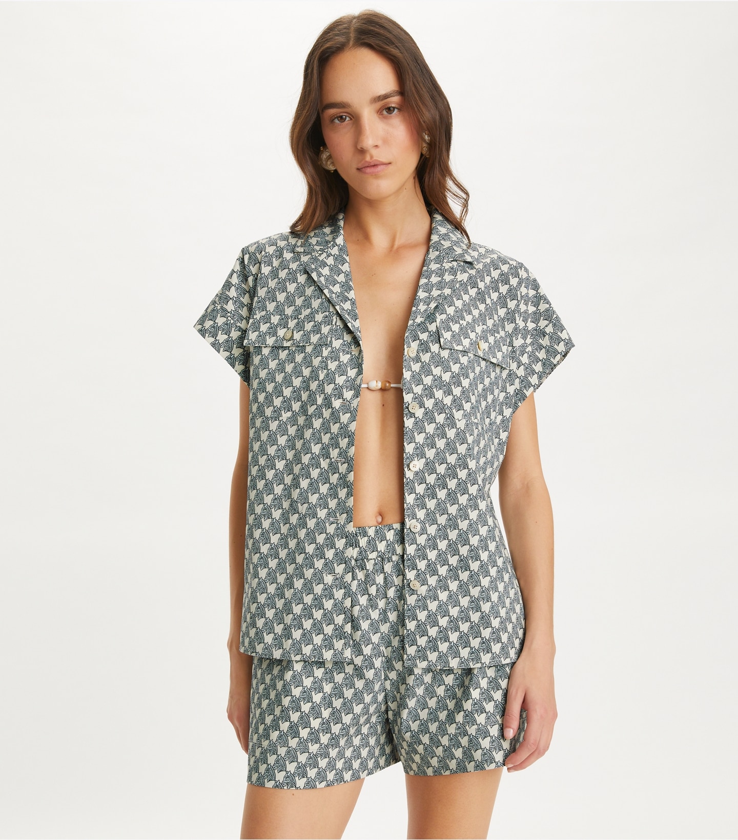 Printed Cotton Poplin Camp Shirt