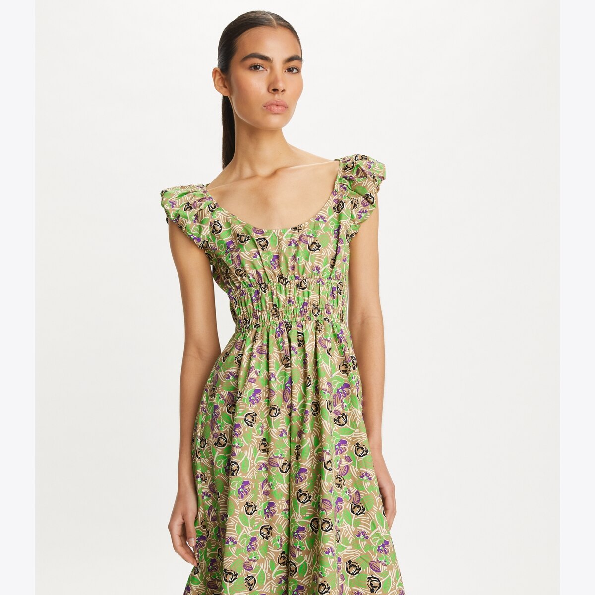 Printed Cotton Poplin Dress Women s Swim Coverups Tory Burch UK