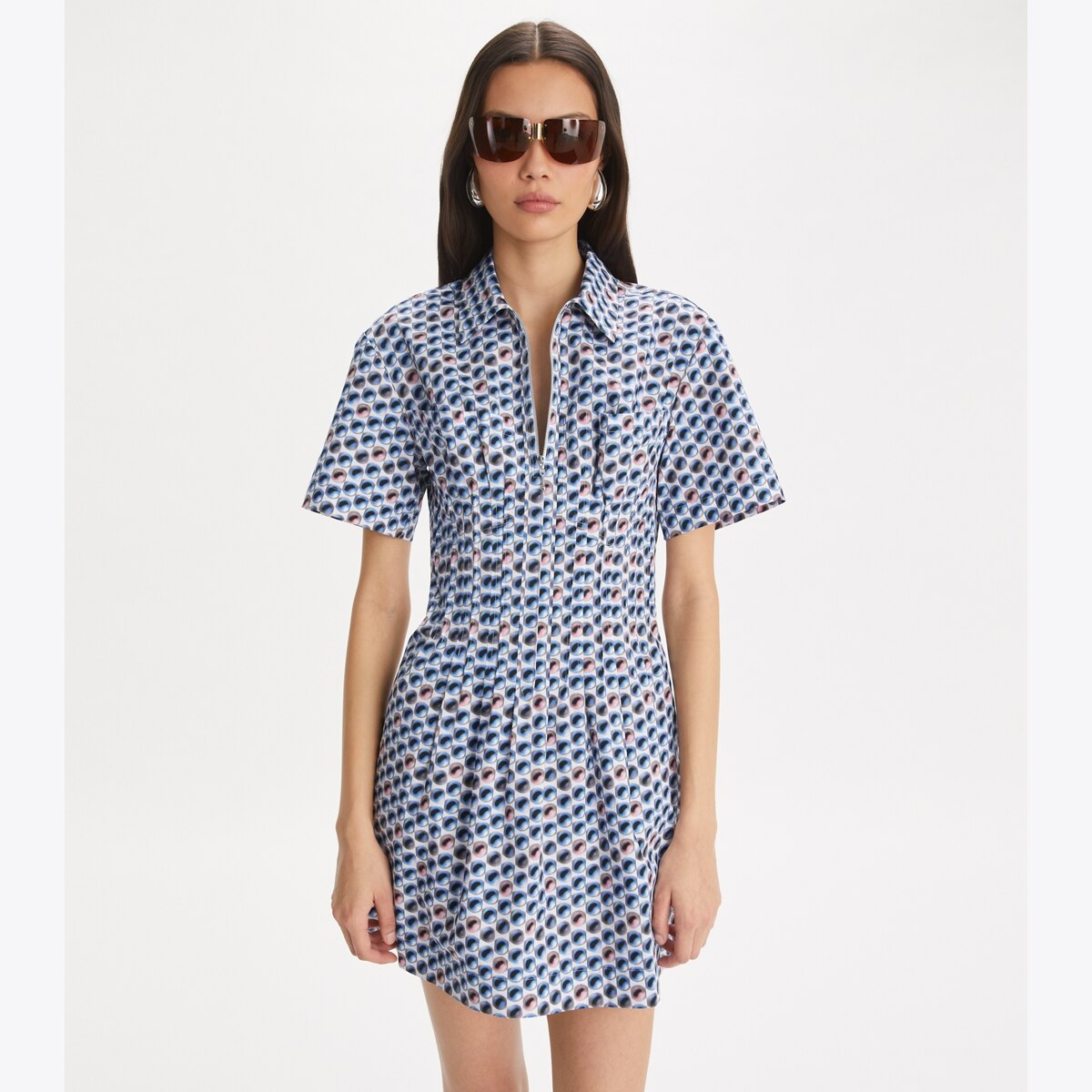 TORY BURCH ワンピース 服 Printed cotton poplin shirt 998335 Printed cotton shirt dress in white - Tory Burch | Mytheresa