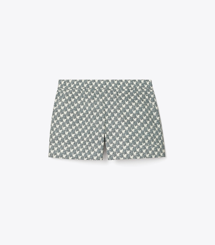 Tory Burch designer bottoms Printed Cotton Poplin Short in Blue Mini Zebra front
