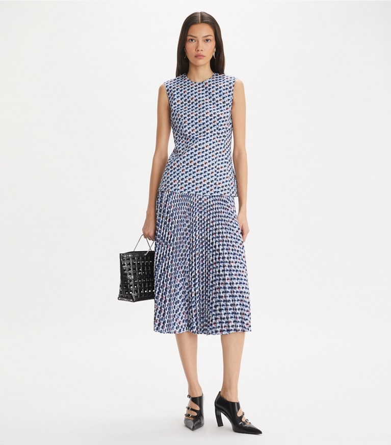 Tory Burch designer トップス プリント コットンポプリン トップス in Blue Candy Dots front