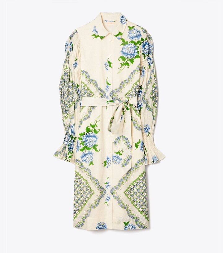 tory burch printed cotton shirtdress